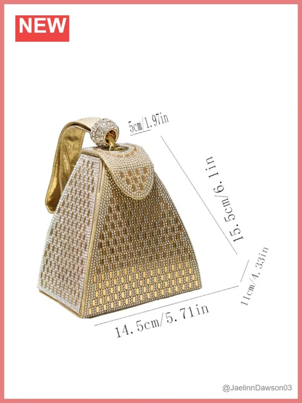 Rhinestone Evening Clutch Bag Pyramid Shape Party Cocktail Engagement Night